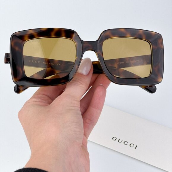 Gucci GG1718S 002  BRAND NEW Sunglasses Havana Brown Women Square - Picture 1 of 10